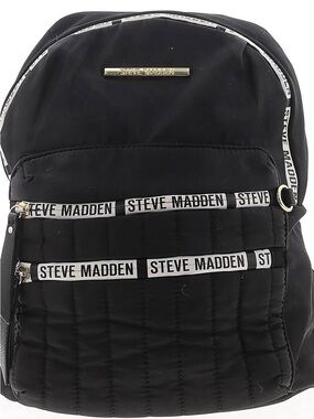Steve Madden Black Quilted Logo Backpack